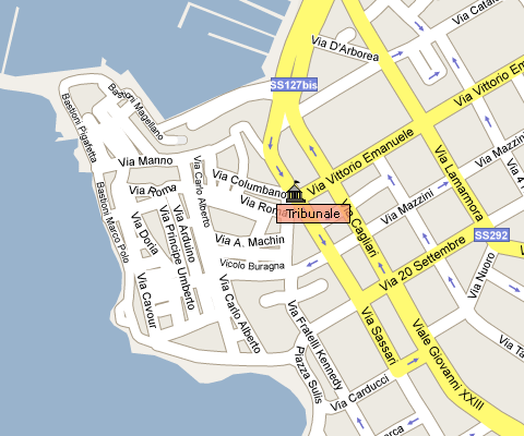 Mappa cartografica di Alghero centrata su via Columbano