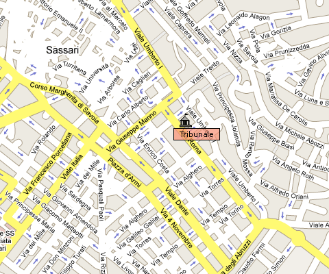 Mappa cartografica di Sassari centrata su via Roma, 49
